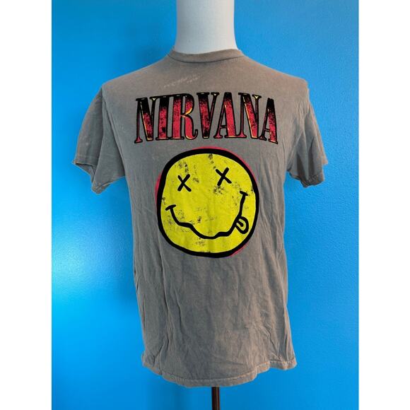 NWOT NIRVANA Dead Smile Face T-Shirt Tee 100% Cotton Medium - Picture 1 of 5